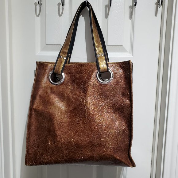 KATE LANDRY Faux Leather Shopper Tote Bag Purse - Picture 1 of 7